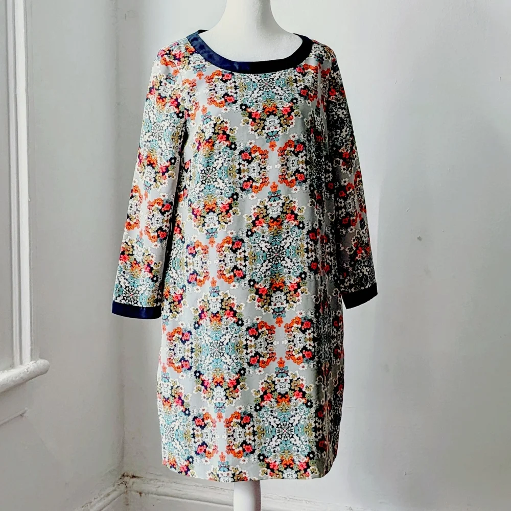 J.Crew Misty Fog 100% Silk Floral Shift Mini Dress 4